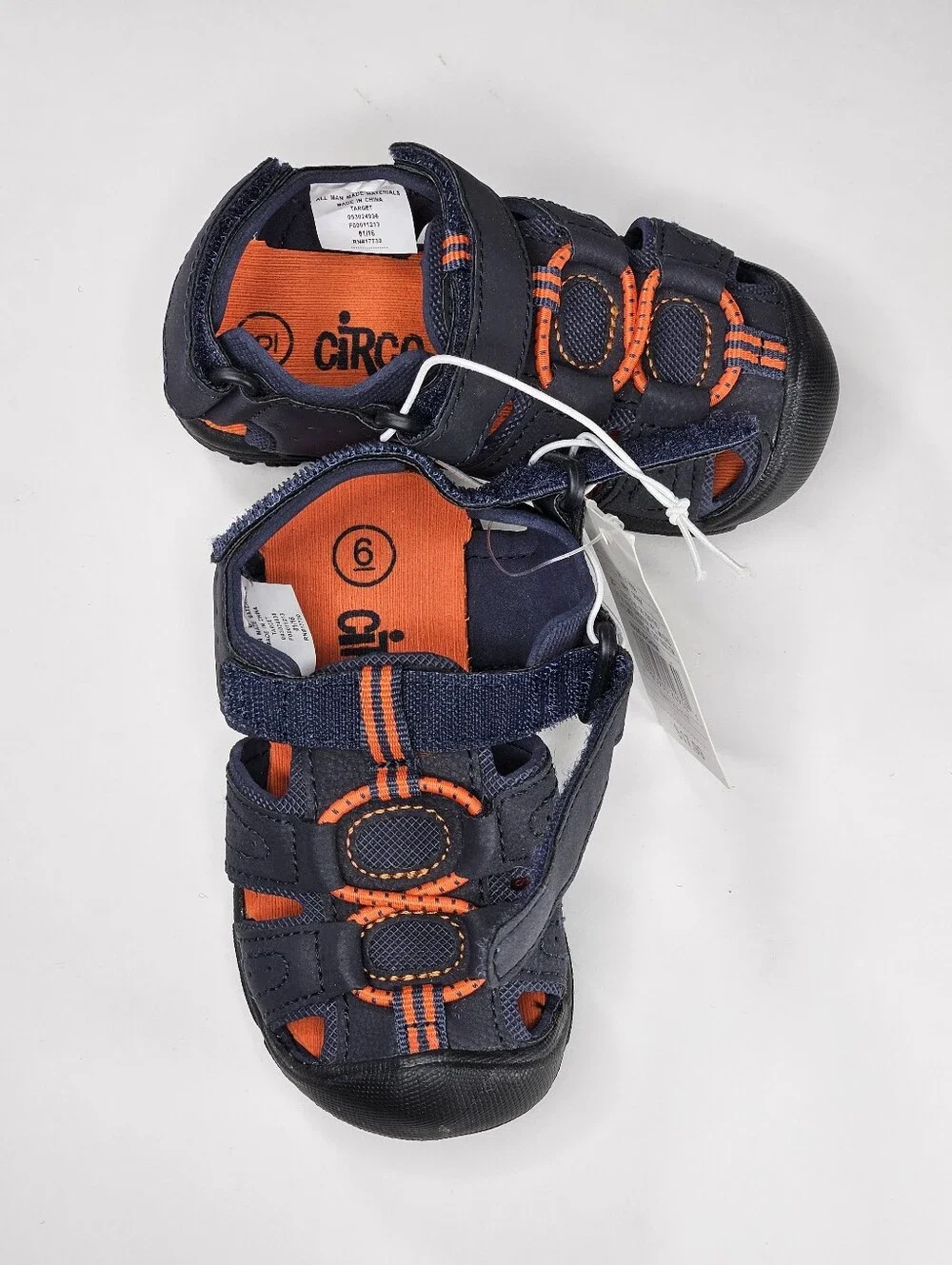 Circo blue and orange kids sandal with strap closures - size 6
